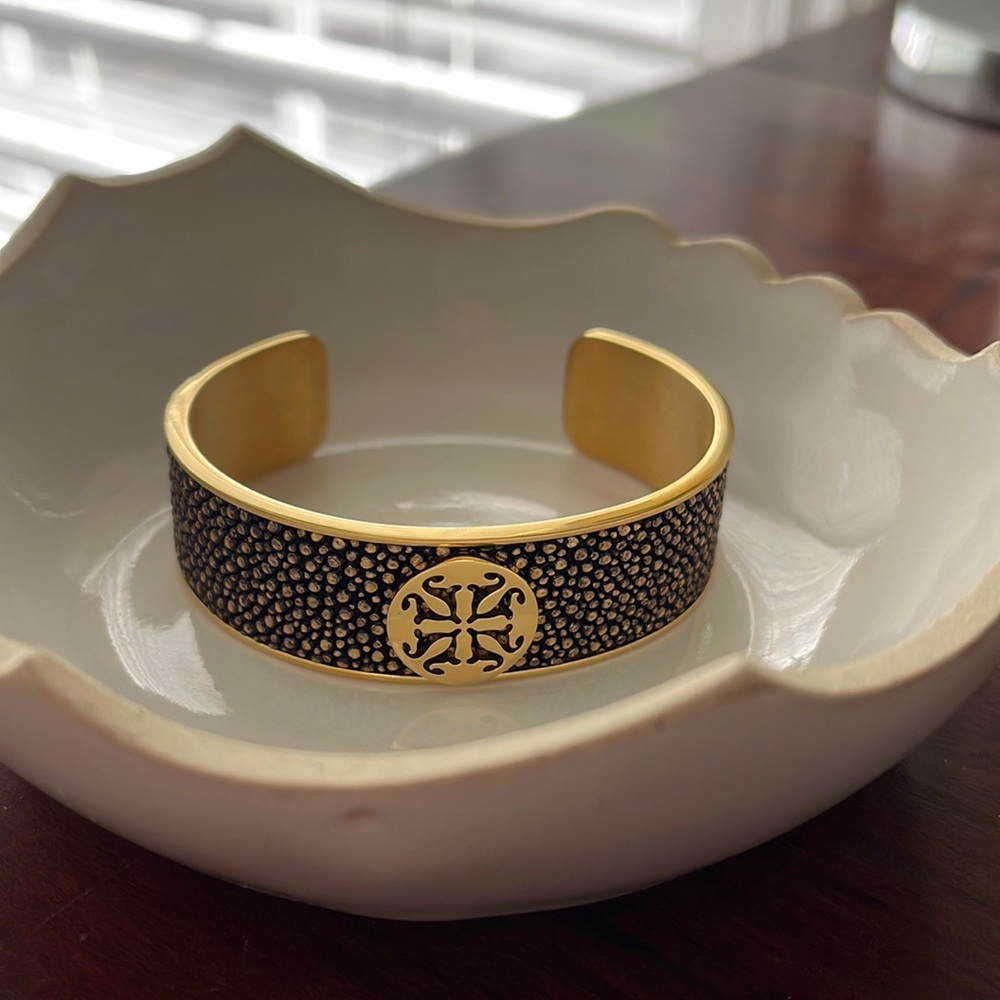 Rustic Cuff Gold Bracelet - image 1